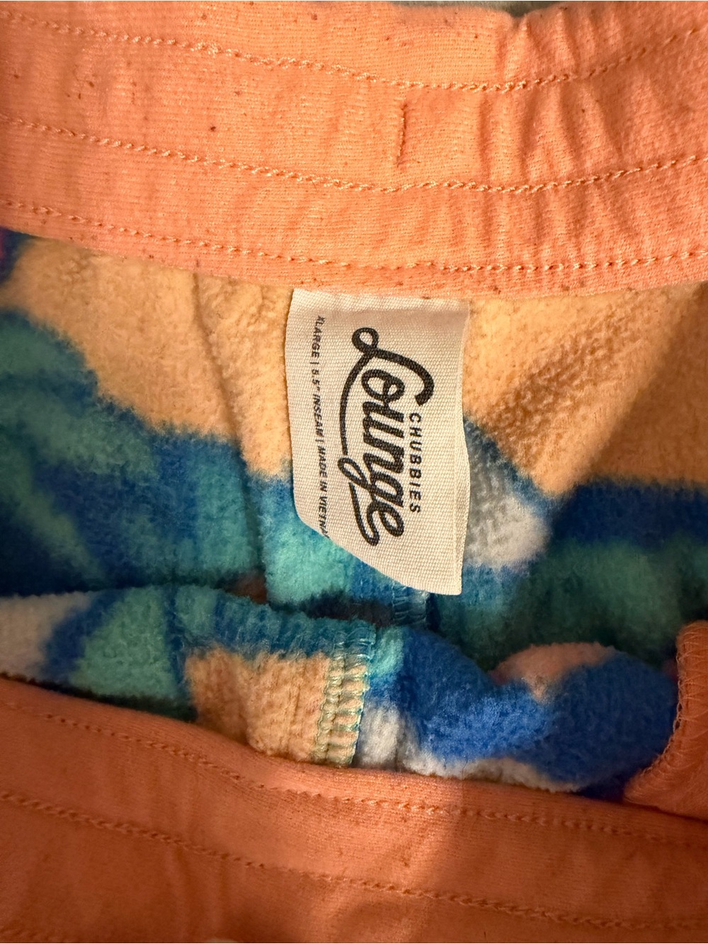 Chubbies Lounge Peach and Blue Palm Terry Shorts - Picture 3 of 4